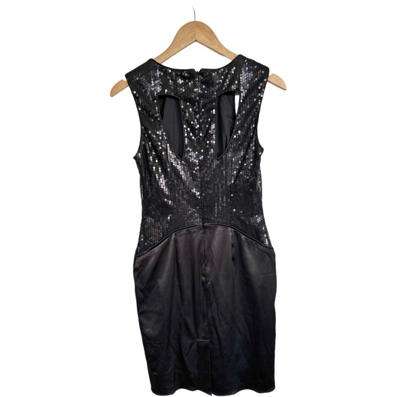 Vince Camuto Sequin Cut Out Cocktail Dress Black Satin & Sequins Size 4 - Picture 10 of 15